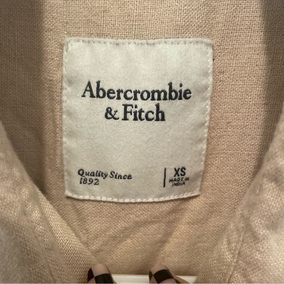 Abercrombie & Fitch Short Sleeve Linen Blend Utility Romper- Tan Khaki Size XS - Picture 4 of 9